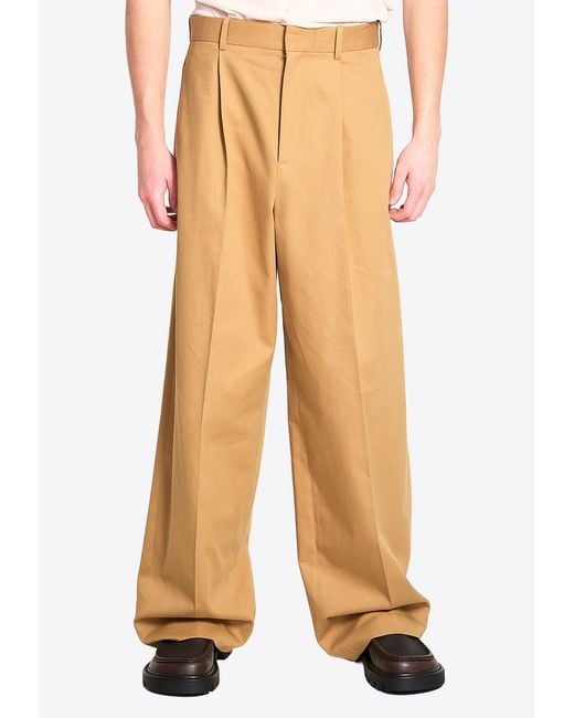 Loewe Natural Logo Patch Wide-Leg Pants for men
