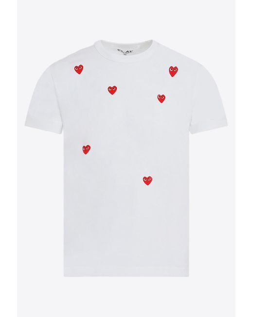 COMME DES GARÇONS PLAY White Heart-Logo Crewneck T-Shirt