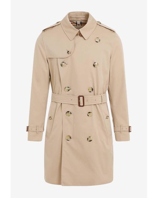 Burberry Natural Belted Double-Breasted Trench Coat for men