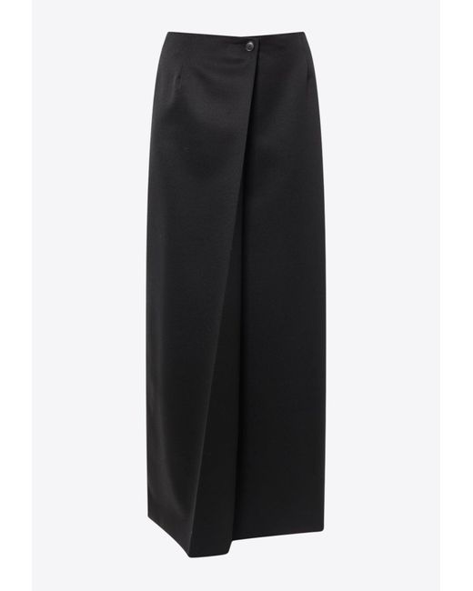 Givenchy Black Wrap-Style Wool-Blend Maxi Skirt