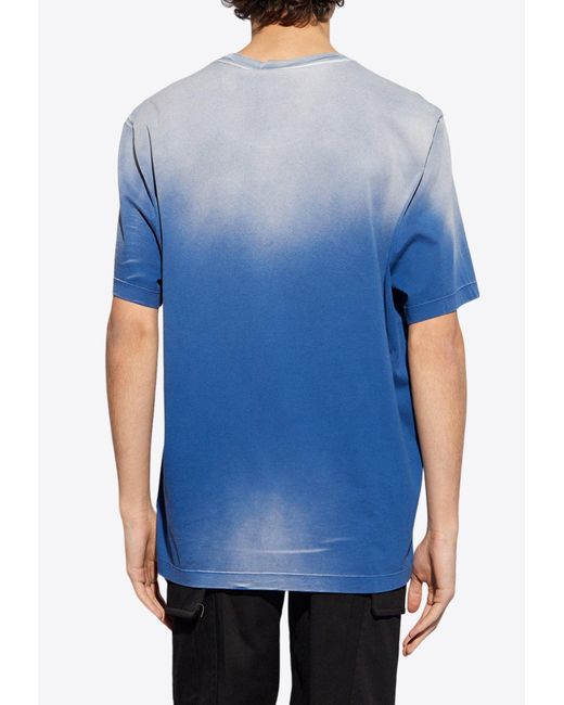 Versace Blue Bleached Medusa Crewneck T-Shirt for men