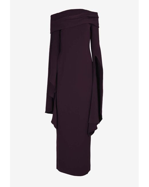 Solace London Purple Arden Off-shoulder Maxi Dress