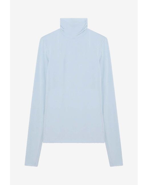 Sportmax Blue Stone High-Neck Jersey Top