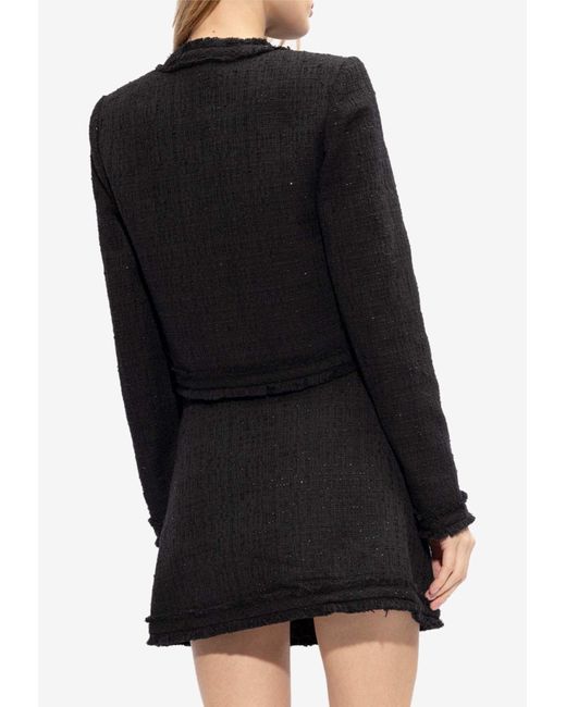 Versace Black Sequin-Embellished Tweed Jacket