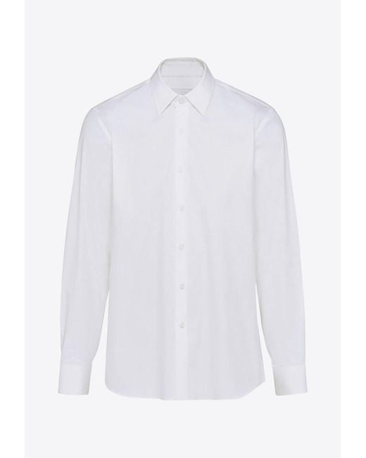 Prada White Long-Sleeved Buttoned Shirt for men