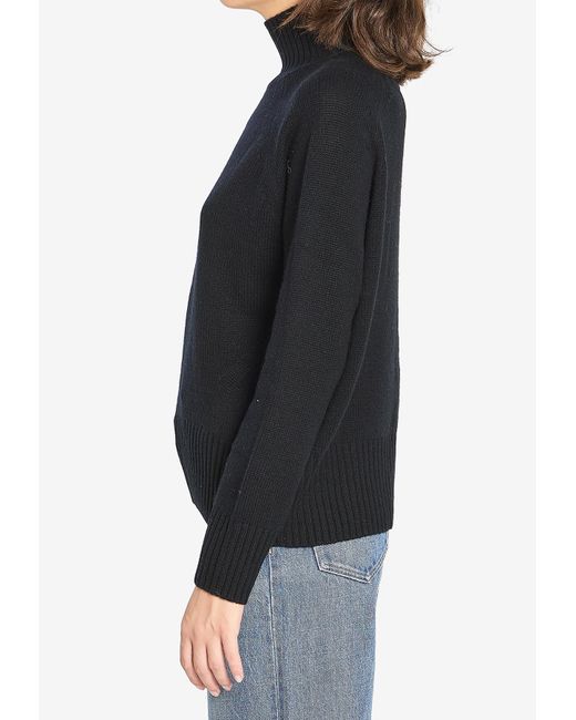 Allude Black Wool And Cashmere Turtleneck Sweater
