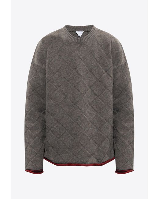 Bottega Veneta Gray Intrecciato Wool Pullover Sweater for men