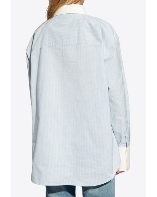 Saint Laurent White Striped Buttoned Shirt