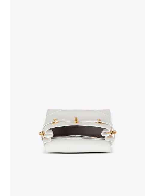 Balmain White B-Buzz 23 Grained Leather Top Handle Bag