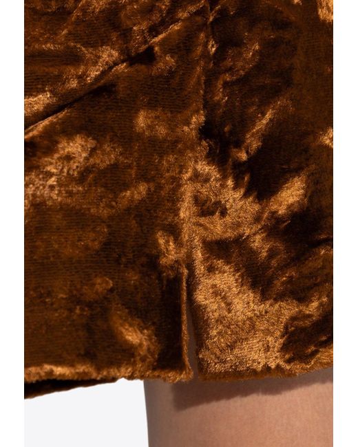 Alexander McQueen Brown Strapless Velvet Mini Dress