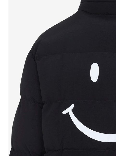 Moschino Blue Oversized Smiley Padded Jacket