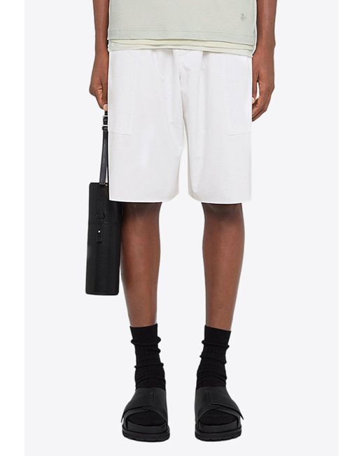 Jil Sander White Oversized Bermuda Shorts for men