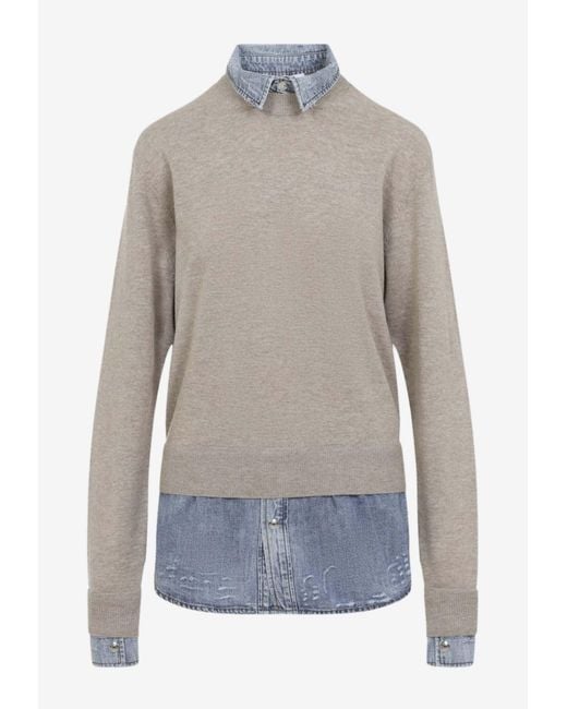 Acne Gray Multi-Layered Wool Sweater