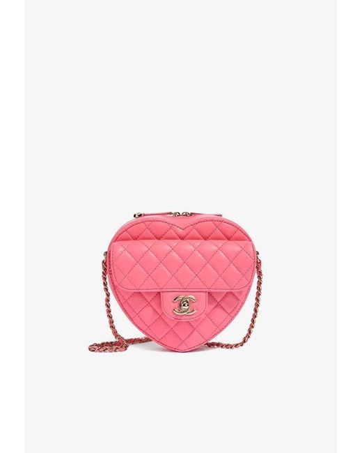 Chanel Medium Timeless Heart Bag In Pink Lambskin With Gold
