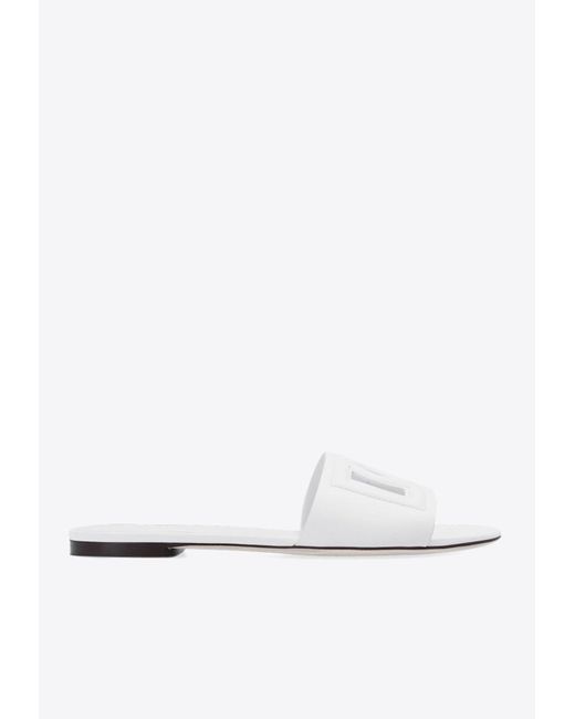 Dolce & Gabbana White Dg Millennials Flat Sandals