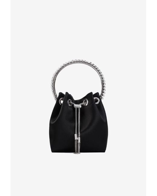 Jimmy Choo Black Bon Bon Satin Top Handle Bag