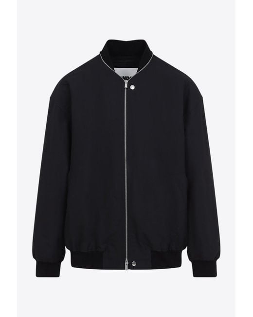 Jil Sander Black Zip-Up Bomber Jacket for men