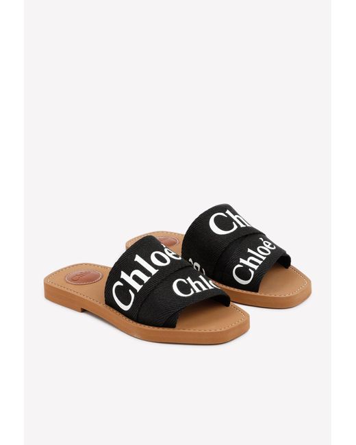 Chloé Black Woody Open-Toe Sandals