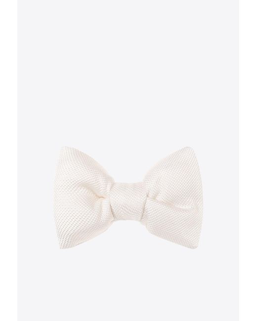 Tom Ford White Textured Silk Bow Tie for men