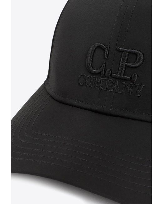 C P Company Black Chrome-R Logo-Embroidered Baseball Cap for men