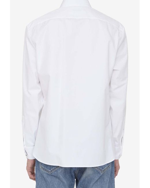 Saint Laurent White Long-Sleeved Poplin Shirt for men