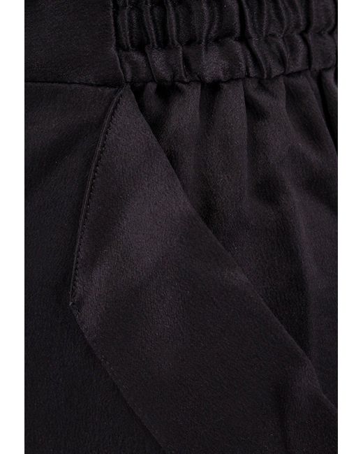 Saint Laurent Black Silk Satin Crepe Pencil Skirt