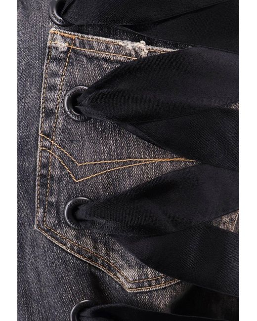 Balenciaga Black Intertwining Lace Midi Denim Skirt