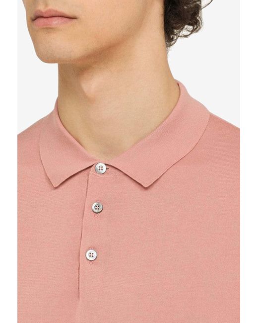 Drumohr Pink Short-Sleeved Polo T-Shirt for men