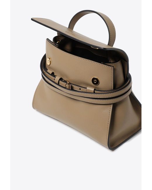 Moschino White Tie Me Leather Top Handle Bag