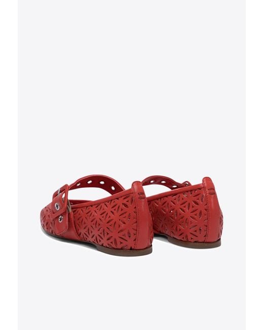 Halmanera Red Leather Ballet Flats
