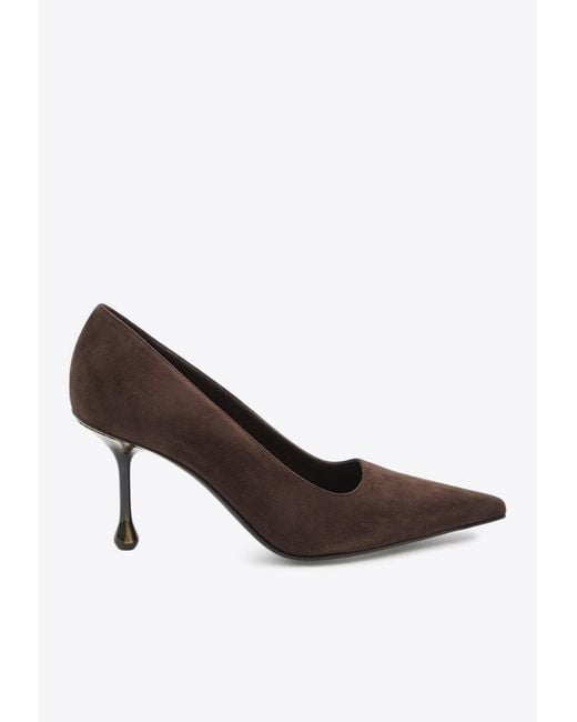 Jimmy Choo Brown Ixia 80 Suede Pumps