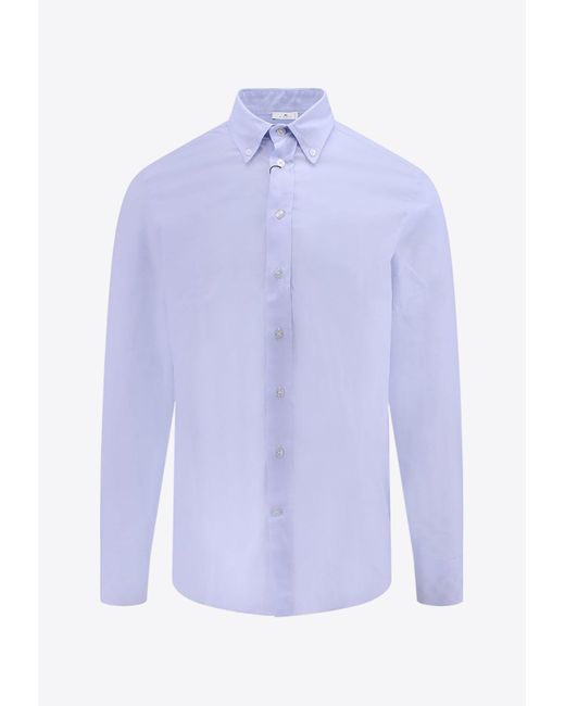 Etro Purple Long-Sleeved Button-Down Shirt for men