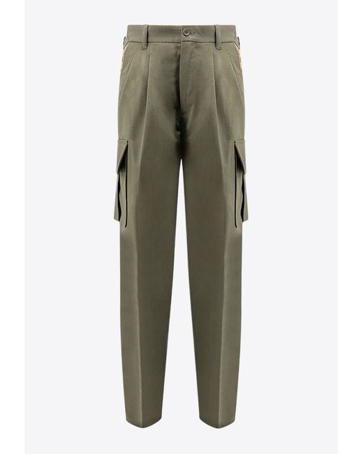 Gucci Green Gg Logo Insert Cargo Pants for men