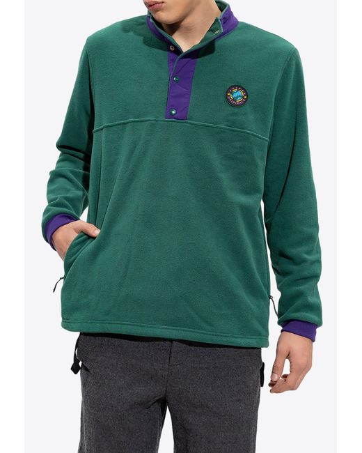 Adidas Originals Green Wander Hour Quarter-Snap Fleece Sweatshirt for men
