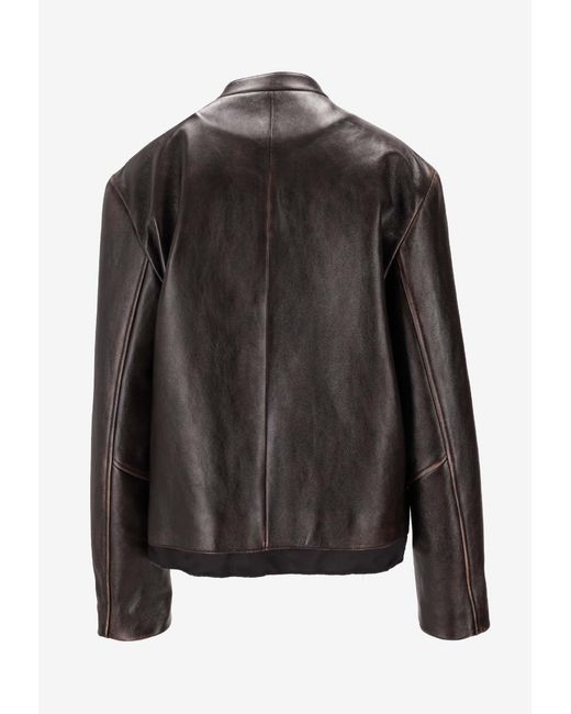 Miu Miu Black Leather Zip-Up Jacket