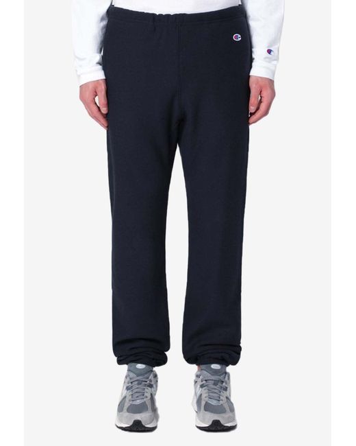 Champion Blue Logo Patch Track Pants for men