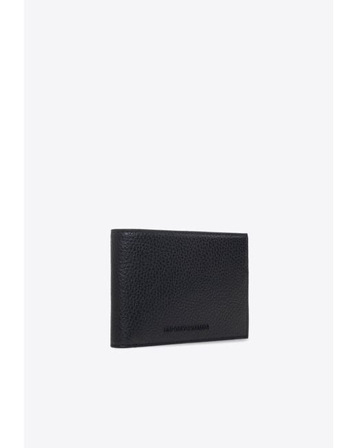 Emporio Armani White Bi-Fold Leather Wallet And Keyring Set for men
