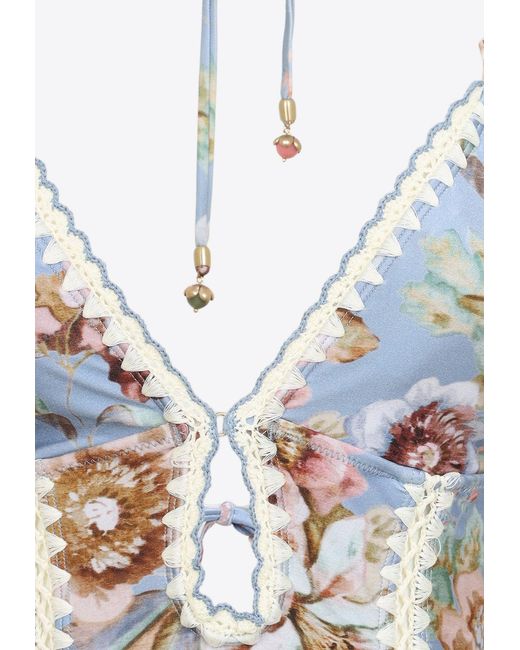 Zimmermann White Awaken Crochet-Trimmed One-Piece Swimwear