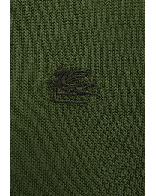 Etro Green Logo Embroidered Polo T-Shirt for men