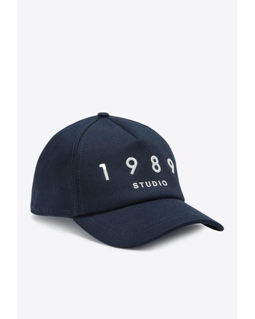 1989 STUDIO Blue Embroidered Logo Baseball Cap for men