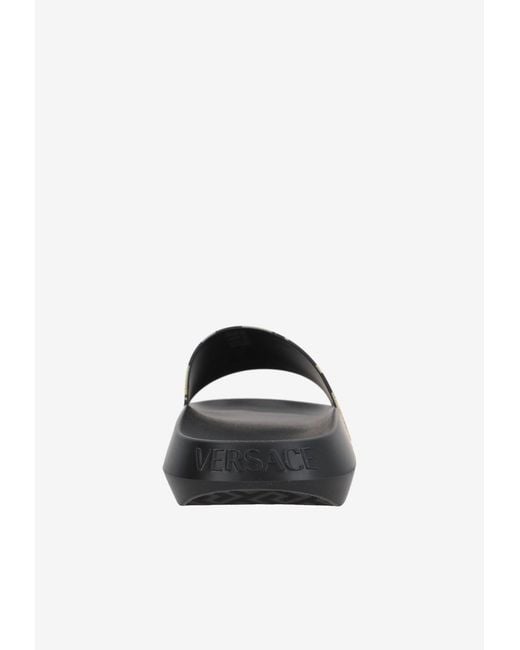 Versace White Barocco Rubber Slides for men