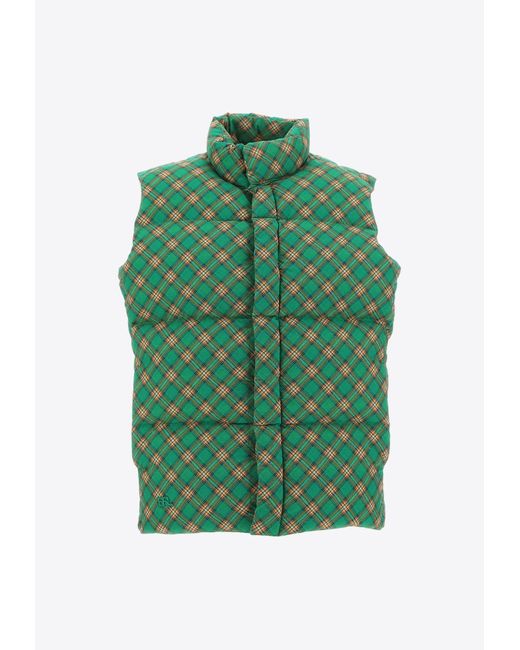 ERL Green Plaid Puffed Vest