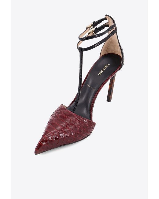 Tom Ford Red Python-Effect Leather Pumps