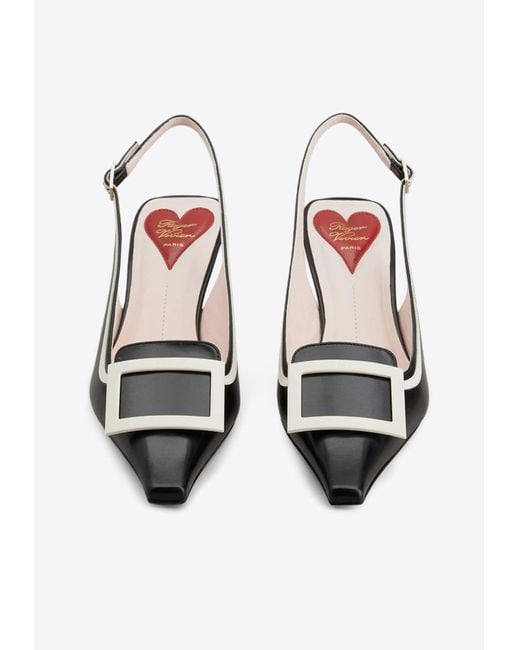 Roger Vivier White Viv' Canard 55 Two-Tone Slingback Pumps