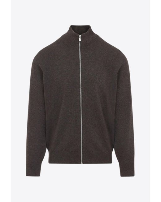 Brunello Cucinelli Gray Cashmere Zip-Up Cardigan for men