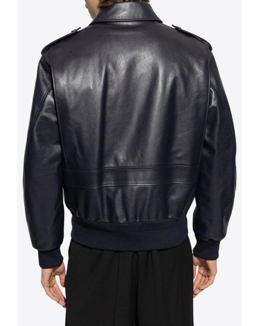 Givenchy Black Leather Zip-Up Jacket for men
