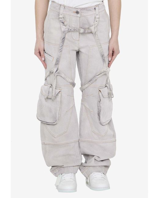 Off-White c/o Virgil Abloh Gray Laundry Baggy Cargo Jeans