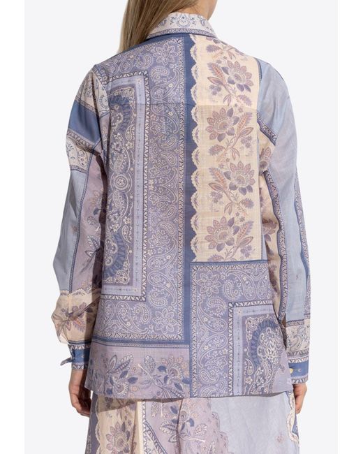 Zimmermann Purple Lucky Bandana Print Relaxed Shirt