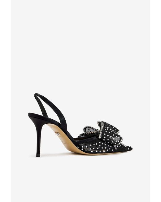 Mach & Mach White Le Cadeau 85 Crystal Embellished Slingback Pumps