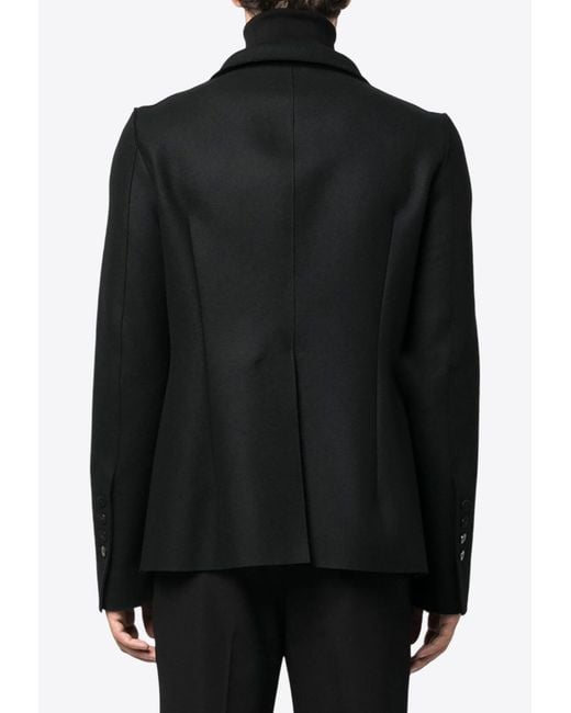 SAPIO Black Double-Breasted Wool-Blend Jacket for men